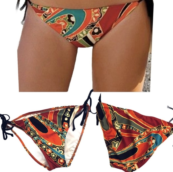 Athleta Other - NEW ATHLETA Red Orange Swinging 60's String Bikini Bottoms Size Medium